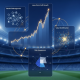 High-tech digital dashboard showing a long-term profit growth graph, bankroll management, and risk assessment widgets, symbolizing a profitable betting strategy.