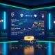 Sleek online sports betting interface showing football match odds, overlaid with data visualizations and a rising value trend graph, set in a luxurious digital environment, representing value betting.